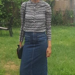 H&M Black White Women's Safari Long Sleeve Shirt